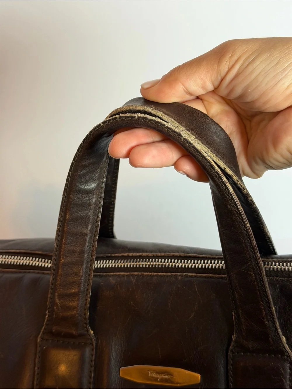 Vintage Salvatore Ferragamo Brown Leather Business Bag